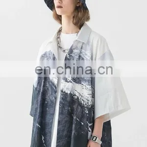 Diznew 2020 Men's New Fashion Casual Shirt Button Up Custom Print Short Sleeves Shirts Designs thumbnail-2