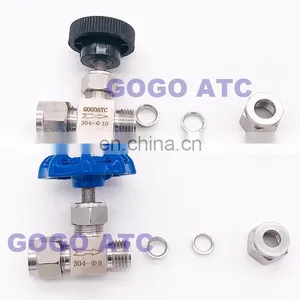 Adjustable Needle Valve OD 3 4 6 8 10 12 14mm 1/8" 1/4" 3/8" 1/2" Compression Double Ferrule Tube Stainless Steel 304 thumbnail-5