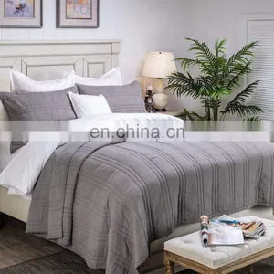 2 Layers Cotton Crinkle Gauze Stripe Embroidery Bedding Quilt thumbnail-2