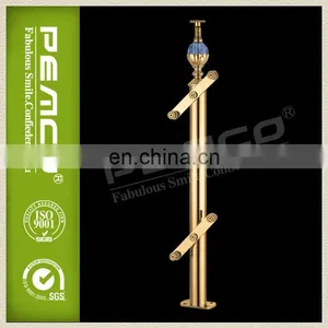 ISO Golden Steel Modular Staircase Glass Baluster Railing thumbnail-1