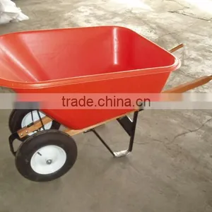 Plastic Bin,wooden Handle, Garden Big Wheelbarrow WH9600 thumbnail-1