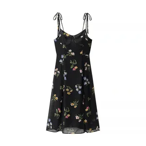 2025 Spring New European and American Style Slimming Tie Rope Fashion Strap Dress for Women thumbnail-1