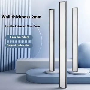8cm Wide 304 Stainless Steel Invisible Linear Hidden Floor Drain Modern Design for Bathroom Shower Toilet Room Deodorant Use thumbnail-1