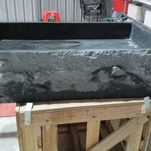 Sesame Black Granite Marble Easy Clean Rectangular Countertop Vessel Sink Factory Direct Wholesale Hand Wash Basin OEM ODM thumbnail-3