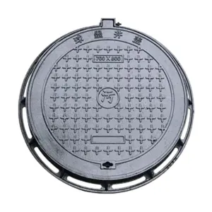 Hot Selling EN124 500*500mm 600*600mm Ductile Iron Road Waterproof Black Round Half Weight Jingdong Model 12 Manhole Cover thumbnail-5