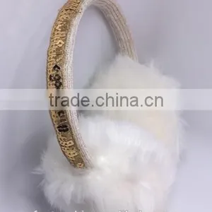 Luxury Sequin Ear Cover Winter Cozy Plush Ear Protection Faux Fur Ear Muffs for Girl and Lady thumbnail-2