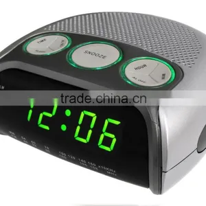 Hot Item Green LED Dual Alarms Light Rim Clock Radio thumbnail-2