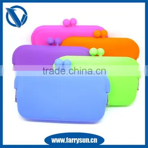 Candy Color Waterproof Rectangle Shape Silicone Rubber Coin Holder Purses for Makeup Silicone Bag thumbnail-6