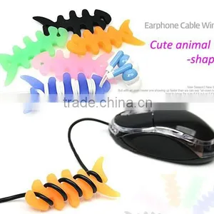 Fashion Wholesale Price Soft Silicone Fish Bone Earphone Cable Winder thumbnail-1