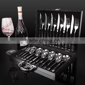24pcs With Box Stainless Steel Tablewear Knife Fork Spoon Teaspoon Camping Cutlery Set thumbnail-2