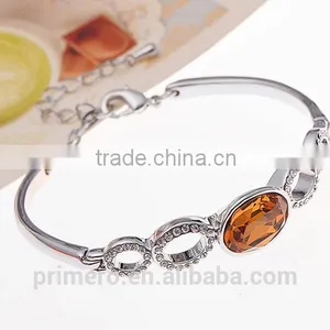 New Design Oval Austrian Crystals 18k Platinum Plated Bracelet Bangle Jewelry Gifts thumbnail-5
