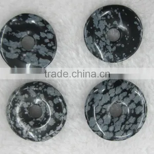 Wholesale Gemstone Snowflake Obsidian Donut Pendant thumbnail-1