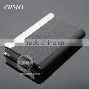 New Arrival High-Grade Magnetic Lock Stainless Steel Metal Black Leather Luxury Business Card Case thumbnail-5