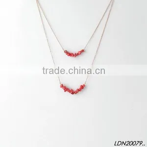 2016 Fashional Red Stone 2layerings Necklace thumbnail-3