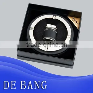 Zinc Ally Metal Cigarette Ashtray With Leather Base for Hotel thumbnail-1