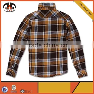100% Cotton Yellow and Black Long Sleeve Mens Western Plaid Shirt thumbnail-2