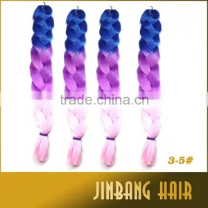 3tone Ombre Braiding Hair 64 PurplePinkBlue Jumbo Braids Hair Synthetic Box Braids Hair thumbnail-1