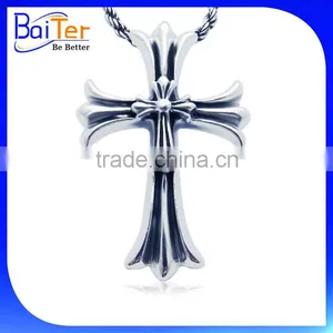 Gothic Punk Style Vintage Antique Men's 925 Sterling Silver Tribal Cross Pendant Necklace Pendant For Men thumbnail-2