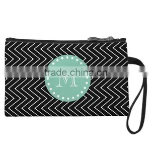 Black and White Striped Pattern Hot Pink Monogrammed Cosmetic Bag thumbnail-2