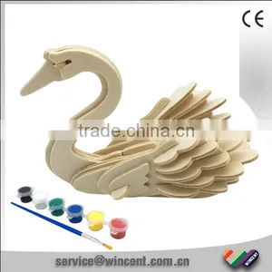 DIY Toy Swan Assembling Wooden 3D Puzzle Game thumbnail-1