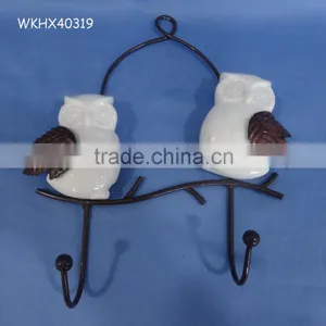 Ceramic Owl Shape Cheap Wall Coat Hanger thumbnail-1