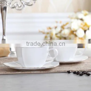Fine Bone China White With Gold-rim Tea Cup With Saucer thumbnail-6