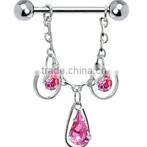 Pink Teardrop Nipple Ring Stainless Steel Nipple Jewelry thumbnail-1