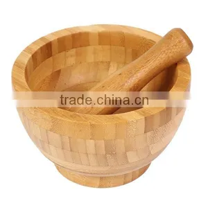 2015 New Design Bamboo Garlic Mortar and Pestle Set thumbnail-3