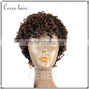 100% Human Hair Short Spring Curl Lace Front Wig Mixed Flaxen Color Brazilian Human Hair Wig at Factory Wholesale Price thumbnail-1