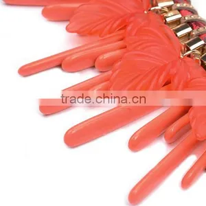 2016 New Fashion Bib Collar Leaves Tassels Chunky Luxury Choker Necklace thumbnail-5