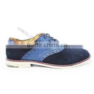 Navy Blue Cow Suede Man Leather Shoes thumbnail-1