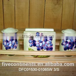 Ceramic Porcelain Salt and Pepper Shaker Set With Napkin Holder thumbnail-1