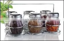 6Pcs Oval Glass Jar Cruet Rack Set thumbnail-1