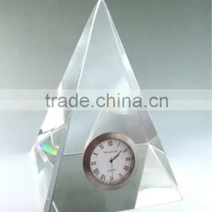 Sparkly Clear Pyramid Crystal Clock For Desktop Decoration thumbnail-1