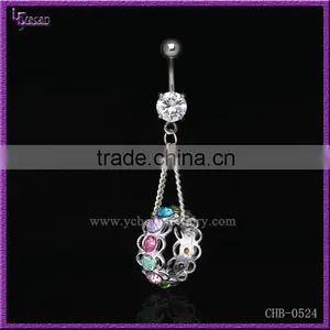New Design Body Chain Linked Rainbow Ring Dangle Charm Belly Button Piercing Rings thumbnail-1