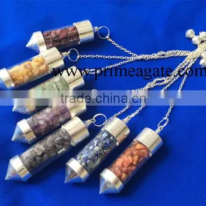 2016 Hot Sell Chakra Pendulum Set | Glass Chamber Pendulums for Sale | Gemstone Pendulums thumbnail-1