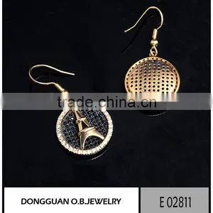 Fashion Dubai Gold Jewelry Earring Heart Shape Hook Designs/clear Crystal Earring thumbnail-4