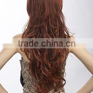 Wholesale Price Natural Long Red Omber Color Synthetic Full Lace Hair Styles Wig thumbnail-3