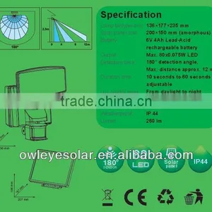 IP44 LED Solar PIR Motion Sensor Security Flood Light With CE thumbnail-3