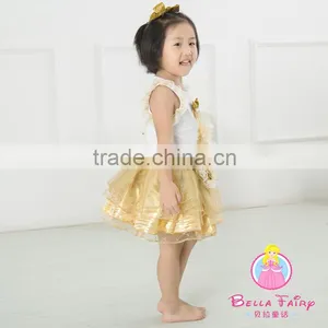 Boutique Baby Girls Birthday Outfit Gold Sequin Skirt,tree Printing Beautiful Kids Baby Dress New,lace Trim Princess Tutu Dress thumbnail-4