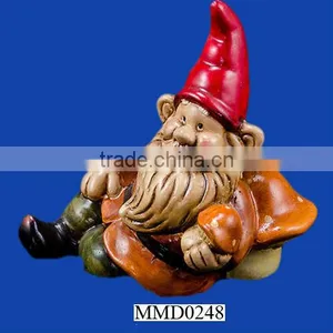 Fancy Reclining Garden Gnome Pottery Statue thumbnail-1