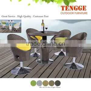 Flat Rattan Wicker Bar Table and Chair Patio Bar Set thumbnail-2