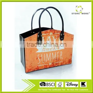 Orange Faux Leather Foldable Organizer Magazine & Newspaper Holder Bin Storage Basket thumbnail-1