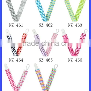 Navy Red Stripe Printed Ribbon Baby Boy Pacifier Clip Plastic Pacifier Clip Holder thumbnail-6