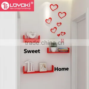 Eco-friendly Furniture Laminate Floating U Shelves Set of 3 Pieces Wood Wall Display Mount Shelf for Home Decoration thumbnail-4