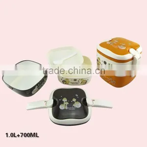 Double Layers Portable Square Plastic Bento Lunch Box thumbnail-1