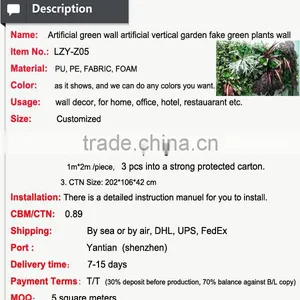High Quality Artifical Green Wall Fake Plant Wall Artificial Decoration Vertical Garden thumbnail-2