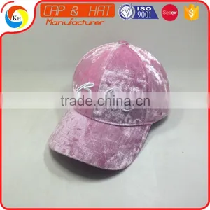 100% Velvet Fabric Baseball Caps Custom Color thumbnail-1