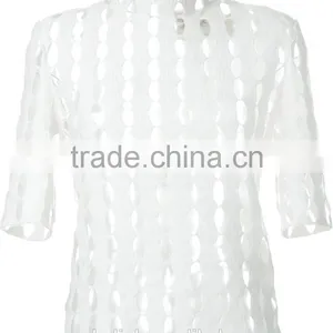 New Style Girls Fashion Cutting High Neck Blouse Wholesale OEM Service thumbnail-4