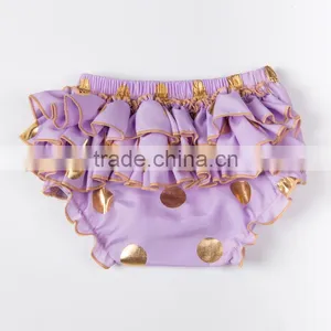 Clothing Factory Newborn Diaper Cover Vintage Bloomers With Ruffle Gold Polk Dots thumbnail-4